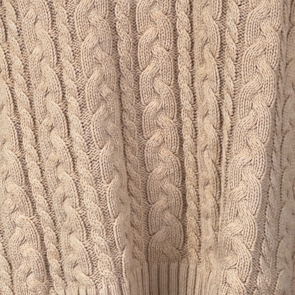 Anne Klein Cardigan Grandma XXL Cable Rhinestone Beige Oversized Sweater Cozy - Picture 10 of 10